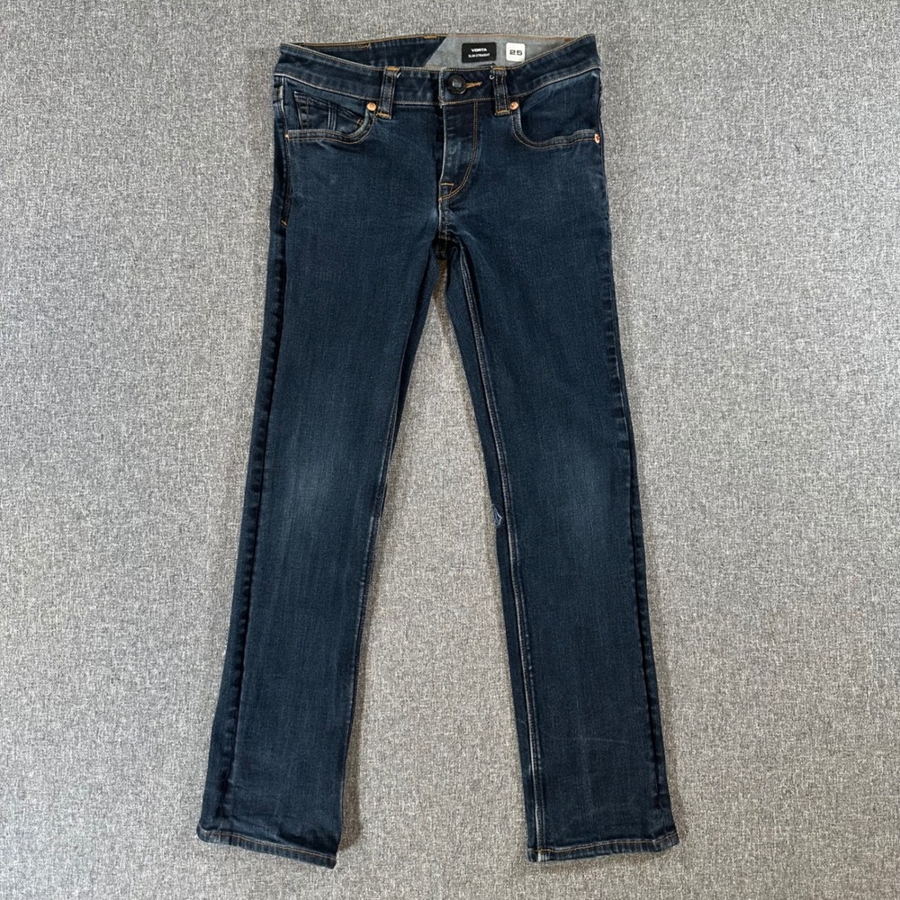 Volcom Vorta Slim‎ Straight Jeans Dark Wash Denim Pants Mens Size 25 Skate